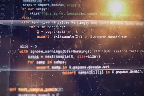 Mobile app developer. Innovative startup project. Website programming code. I Stock Photos