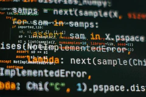 Mobile app developer. Innovative startup project. Website programming code. I Stock Photos