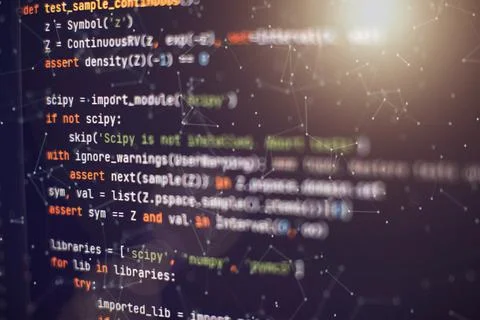 Mobile app developer. Innovative startup project. Website programming code. I Stock Photos