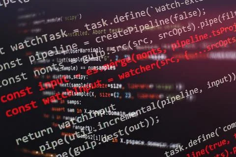 Mobile app developer. Innovative startup project. Website programming code. I Stock Photos