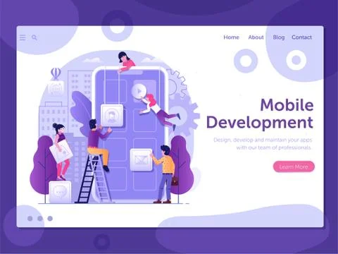 Mobile App Developing Process in Flat Design Illustrazione stock