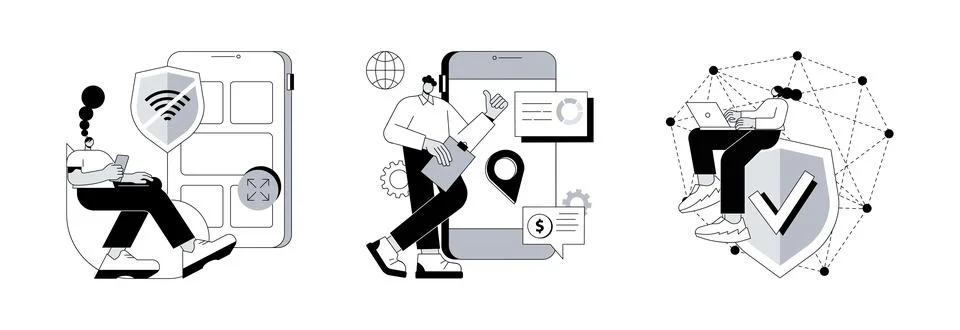 Mobile app development abstract concept vector illustrations. Stock Illustration