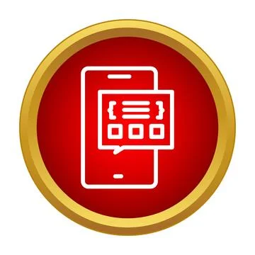 Mobile app development coding on smartphone screen icon Illustrazione stock