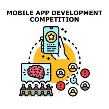 Mobile app development competition concept illustrating idea generation 스톡 일러스트