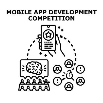 Mobile app development competition concept illustrating idea generation 库存插图