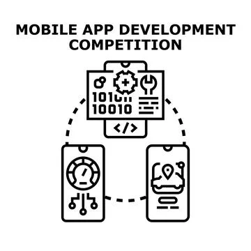 Mobile app development competition creating digital solutions Illustrazione stock