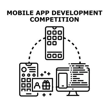 Mobile app development competition creating innovative digital products Stockillustratie