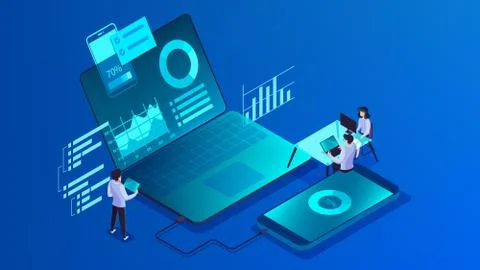 Mobile app development concept. Modern technology illsutration Illustrazione stock