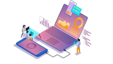 Mobile app development concept. Modern technology illsutration Illustrazione stock