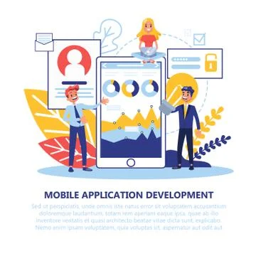 Mobile app development concept. Modern technology illsutration 스톡 일러스트