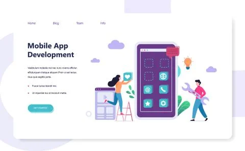 Mobile app development concept. Modern technology illsutration 스톡 일러스트