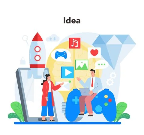 Mobile app development concept. Modern technology and smartphone Illustrazione stock