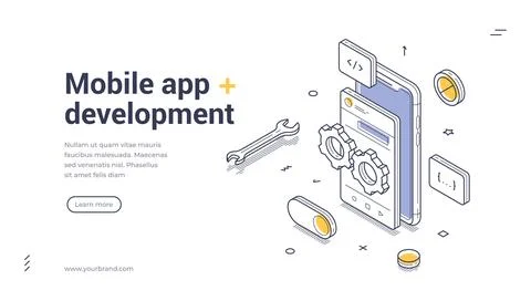 Mobile app development concept for software programming, technology innovatio 库存插图