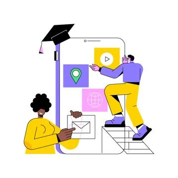 Mobile app development courses abstract concept vector illustration. Illustrazione stock