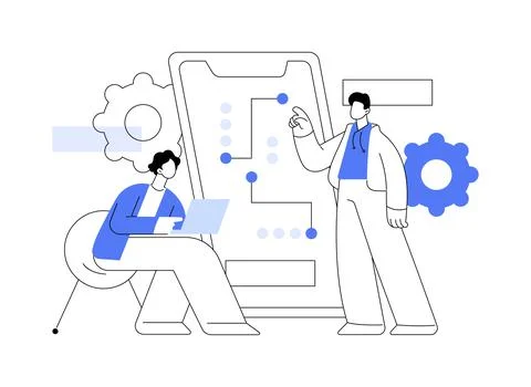 Mobile app development courses abstract concept vector illustration. Stock Illustration