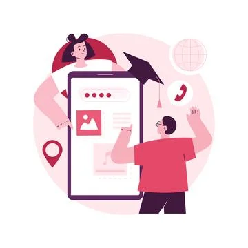 Mobile app development courses abstract concept vector illustration. Illustrazione stock