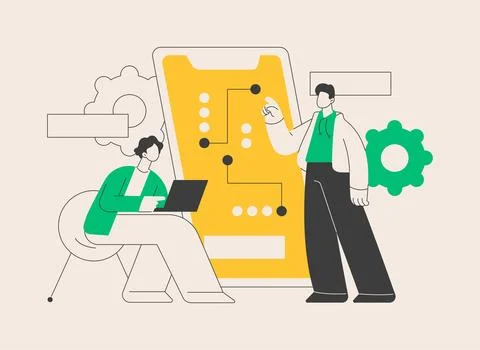 Mobile app development courses abstract concept vector illustration. Stockillustratie