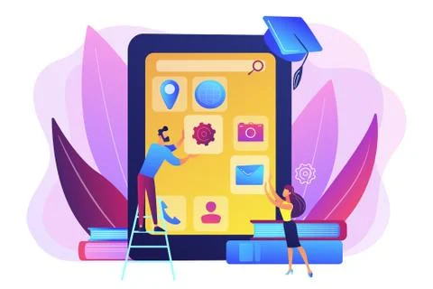 Mobile app development courses concept vector illustration Stock Illustration