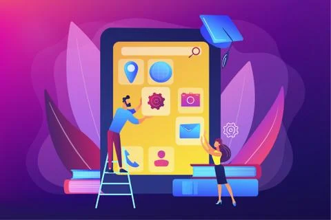 Mobile app development courses concept vector illustration Stock Illustration