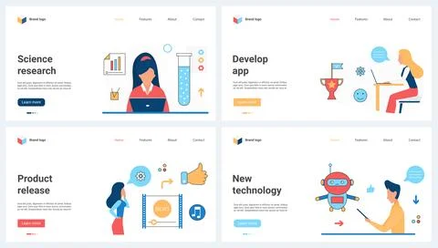 Mobile app development, digital product release, science research set and tiny イラスト素材