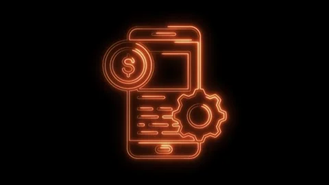 Mobile app development for finance with neon style gear and dollar design c.. Stock Footage 312333847