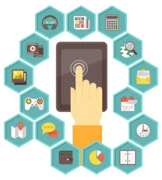 Mobile app development flat concept Illustrazione stock