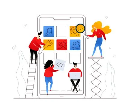 Mobile app development - flat design style colorful illustration Stock-Illustration