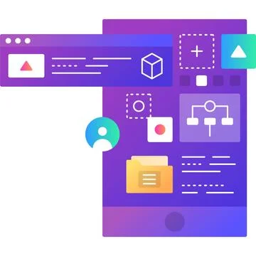 Mobile app development flat vector icon isolated 스톡 일러스트