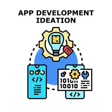 Mobile app development ideation and user interface creation Stock Illustration
