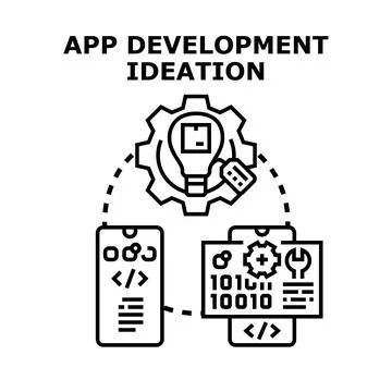 Mobile app development ideation and user interface creation Stock Illustration
