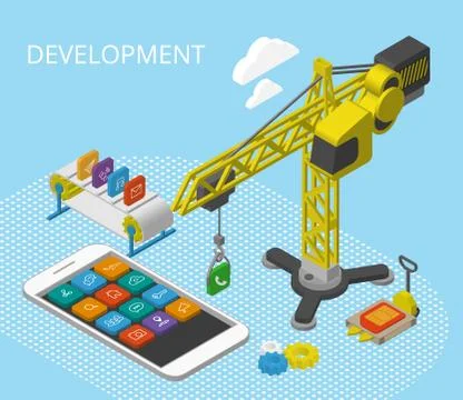 Mobile app development Stock Illustration