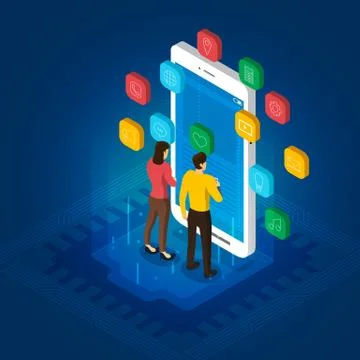 Mobile app development Stock Illustration