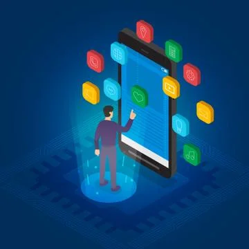 Mobile app development Stock Illustration