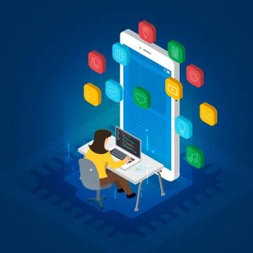 Mobile app development Stock Illustration