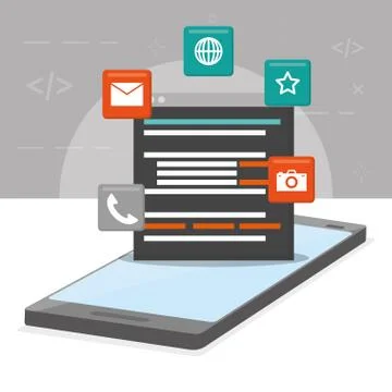 Mobile app development 库存插图