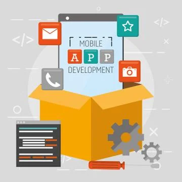 Mobile app development Stock Illustration