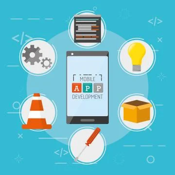 Mobile app development Stock Illustration