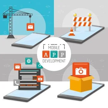 Mobile app development Illustrazione stock