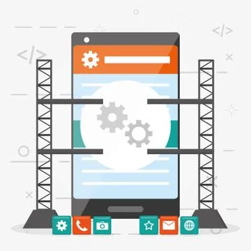 Mobile app development Stock Illustration
