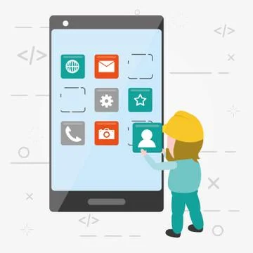 Mobile app development Stock Illustration
