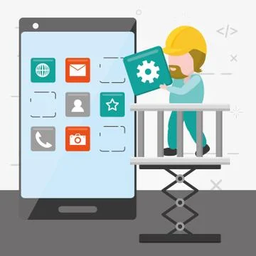 Mobile app development Stock Illustration