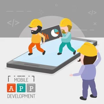 Mobile app development Illustrazione stock