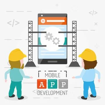 Mobile app development Stock Illustration