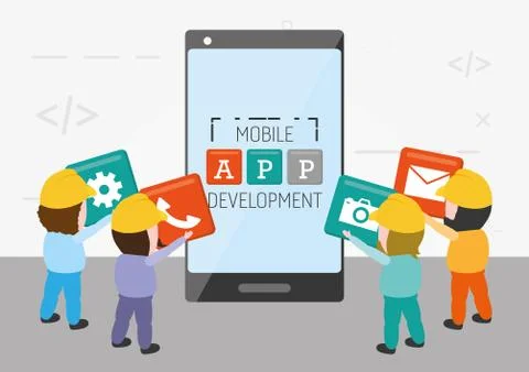 Mobile app development Illustrazione stock