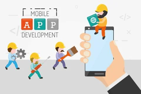 Mobile app development Stock Illustration
