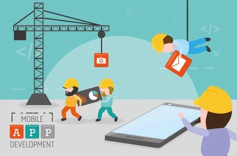 Mobile app development Stock Illustration