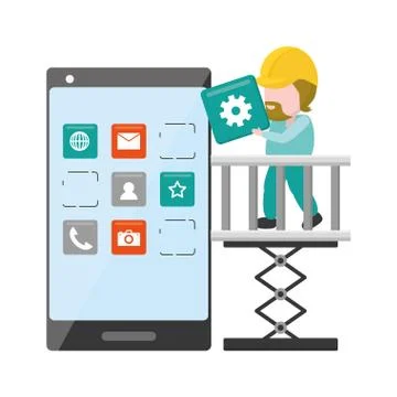 Mobile app development Illustrazione stock