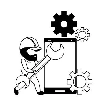 Mobile app development Stock Illustration