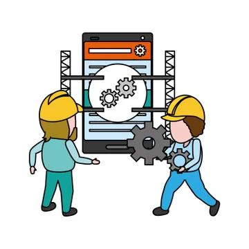 Mobile app development Stock Illustration