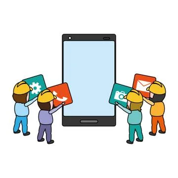 Mobile app development Stock Illustration